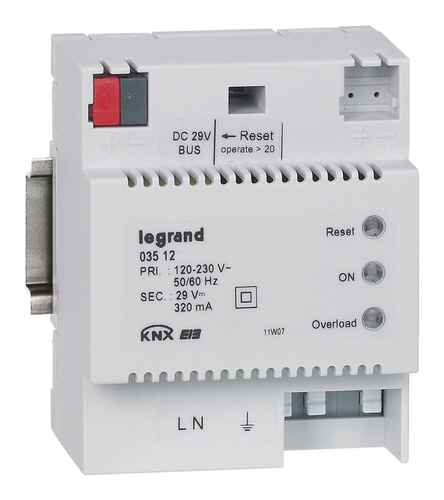 KNX. Системный блок питания 320мА. DIN 4 модуля.